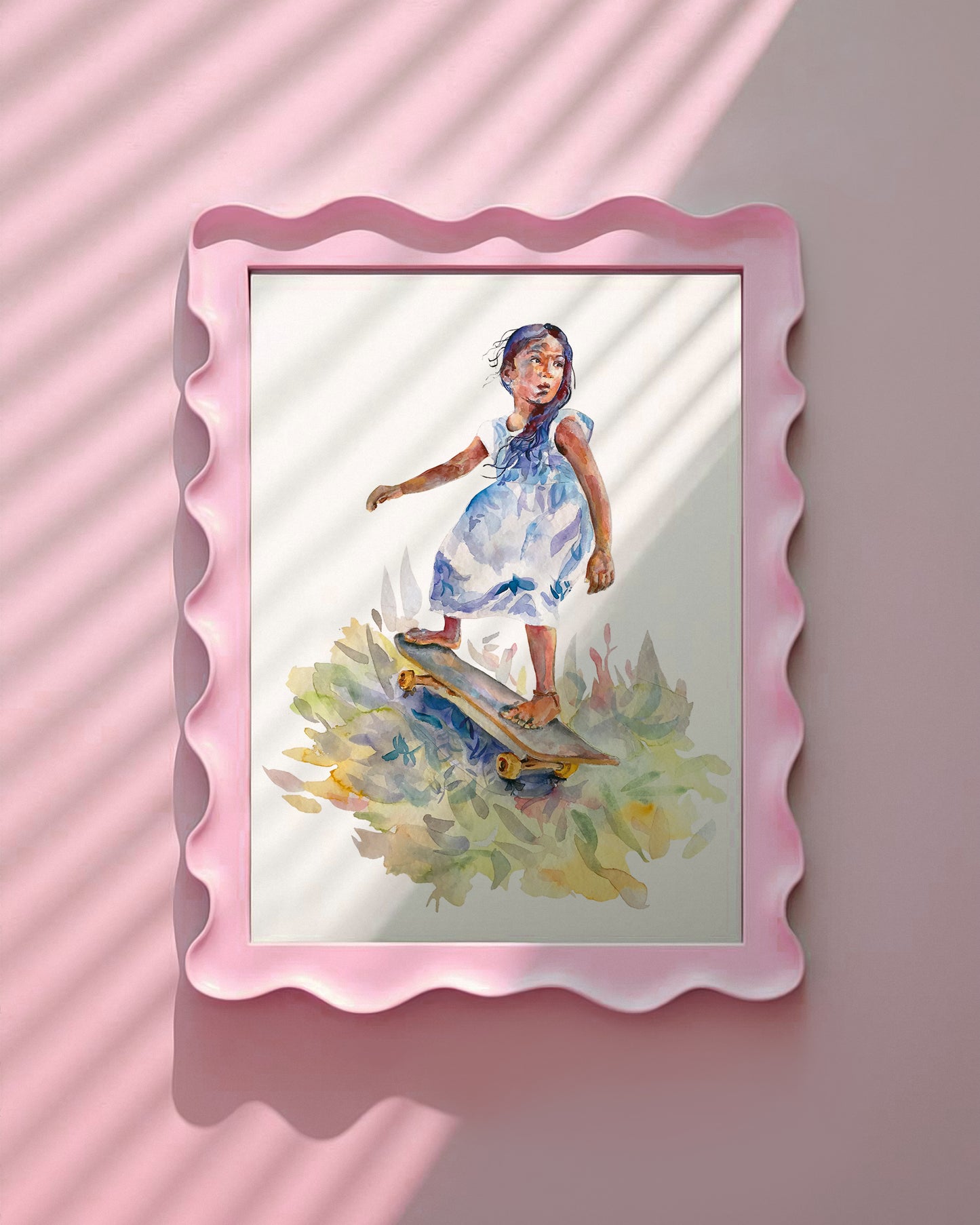 Whimsical Art Print SKATE LIKE A GIRL