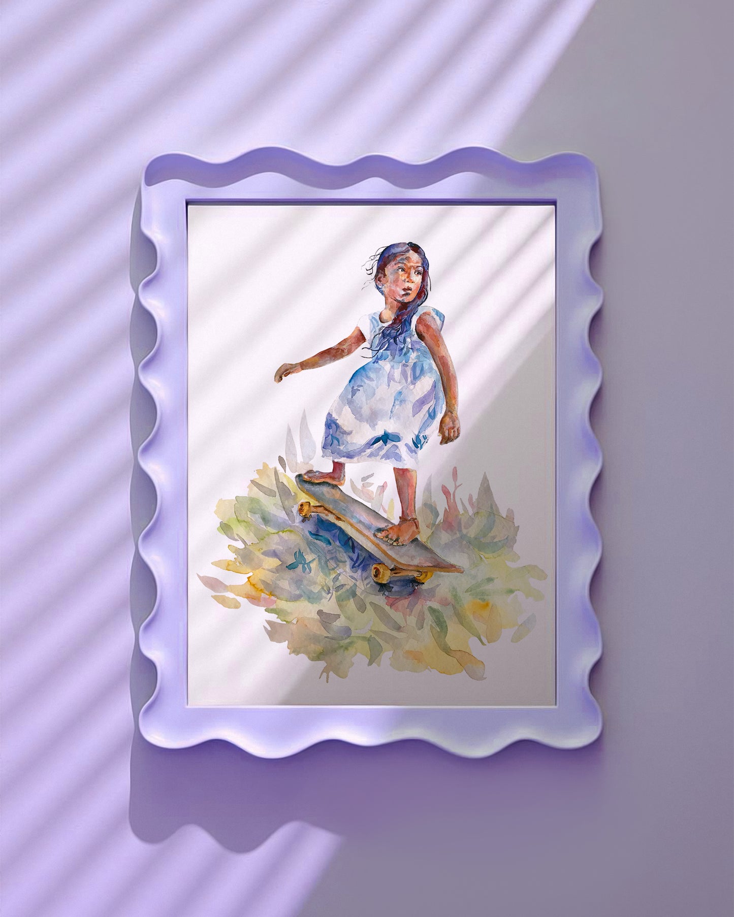 Whimsical Art Print SKATE LIKE A GIRL