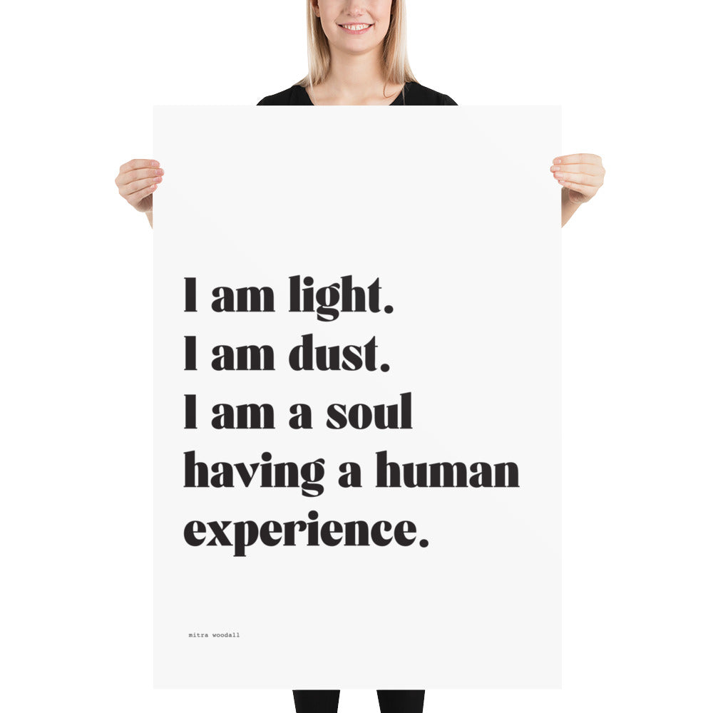 Poetry Poster 'I AM LIGHT' Quote Wall Art Prints